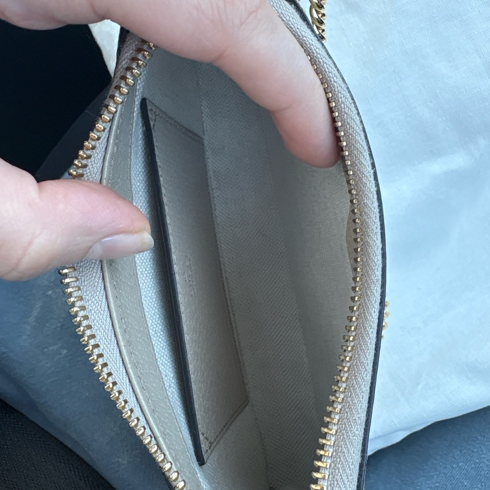 Gucci Gray Monogram Clutch with Gold Chain - Picture 3 of 8